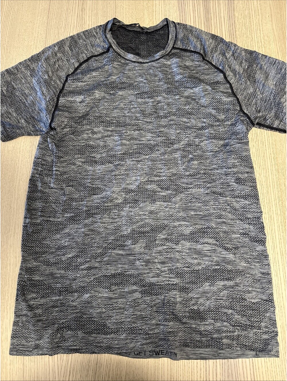 Lululemon Men Gray Metal Vent Tech Short Sleeve Shirt Get Sweaty Dirty Size L